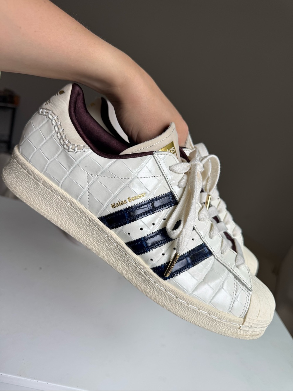 adidas Superstar Wales Bonner Croc White Navy Sneakers Size 13 - Picture 7 of 16
